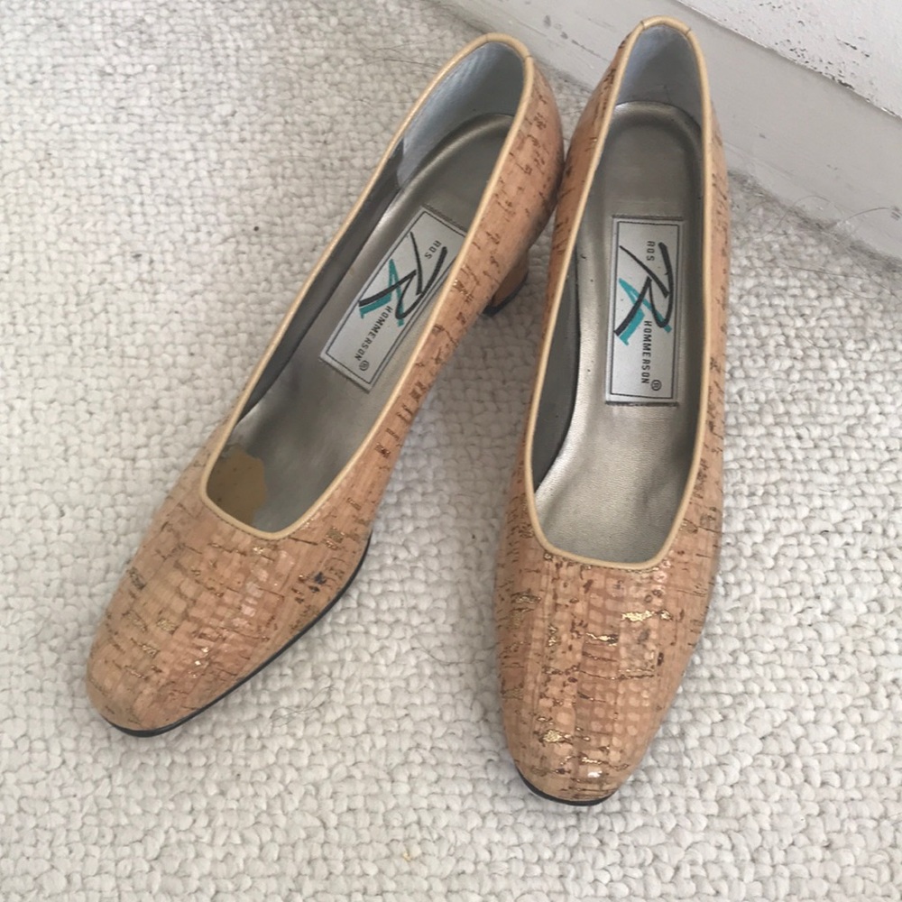 Vintage cork Rod Hommerson kitten heel